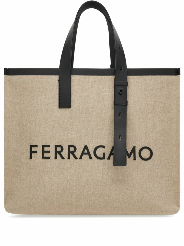 Photo: FERRAGAMO - Logo Canvas Tote