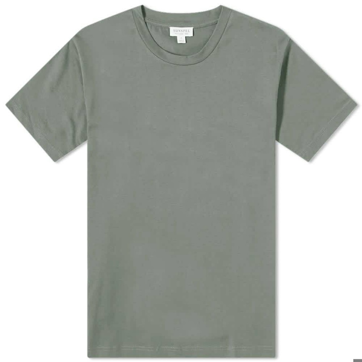 Photo: Sunspel Men's Organic Riviera T-Shirt in Smoke Green Melange