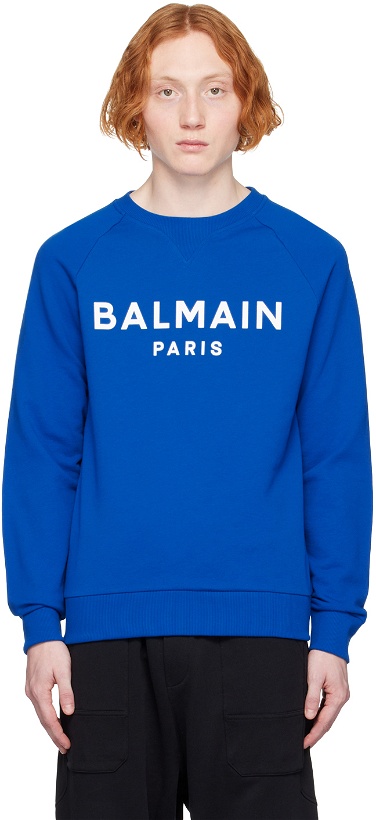 Photo: Balmain Blue Printed Sweatshirt