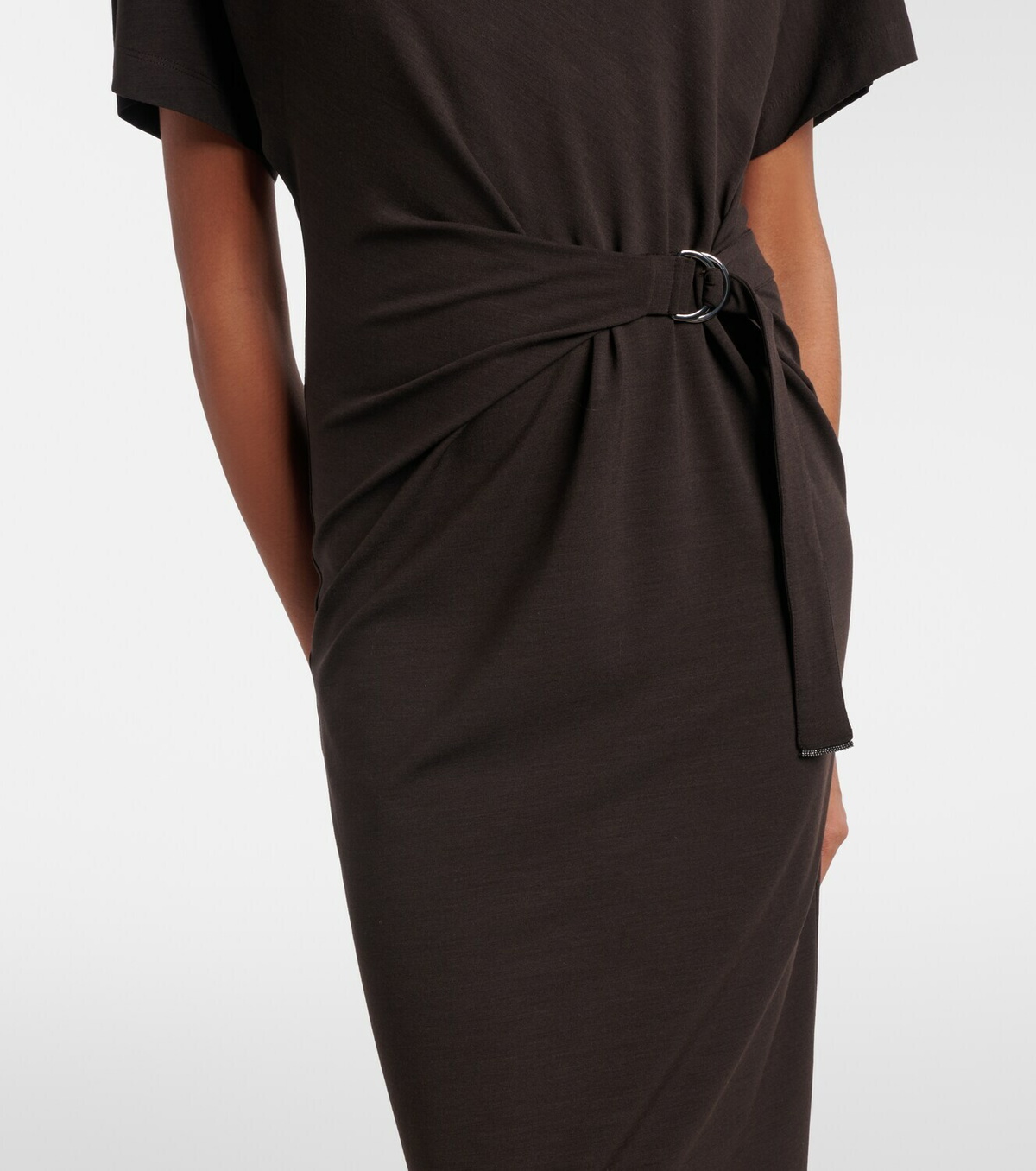 Brunello Cucinelli Gathered jersey midi dress