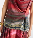 Roksanda Printed draped silk satin top