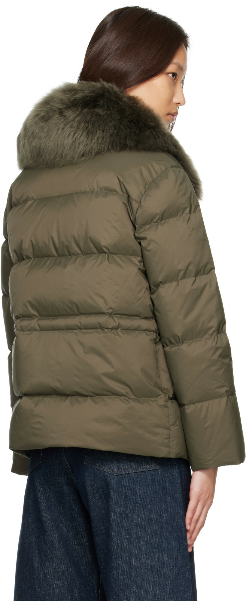 Yves Salomon Green Lamb Fur Short Jacket