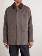 LOEWE - Corduroy-Trimmed Logo-Appliquéd Woven Overshirt - Brown