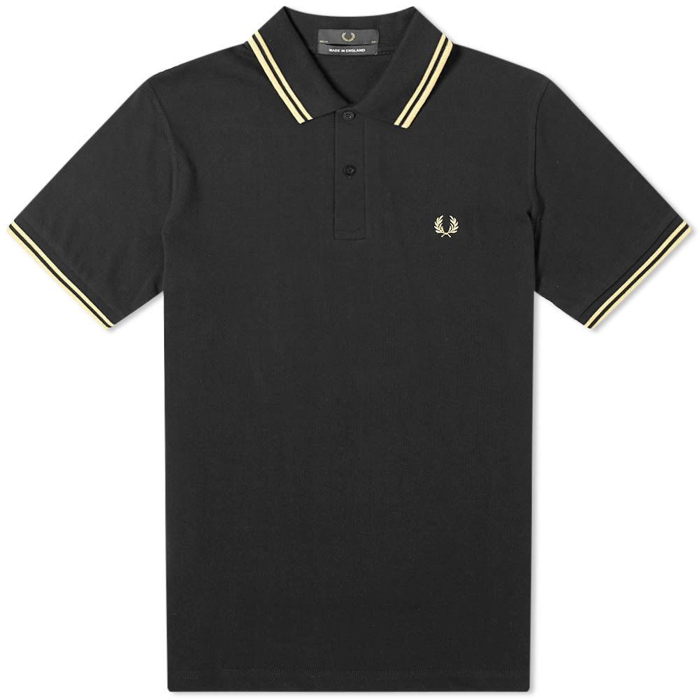 Fred Perry Reissues Original Twin Tipped Polo Black & Champagne Fred ...