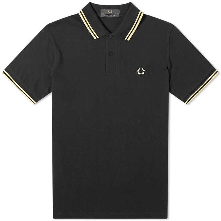 Photo: Fred Perry Reissues Original Twin Tipped Polo Black & Champagne
