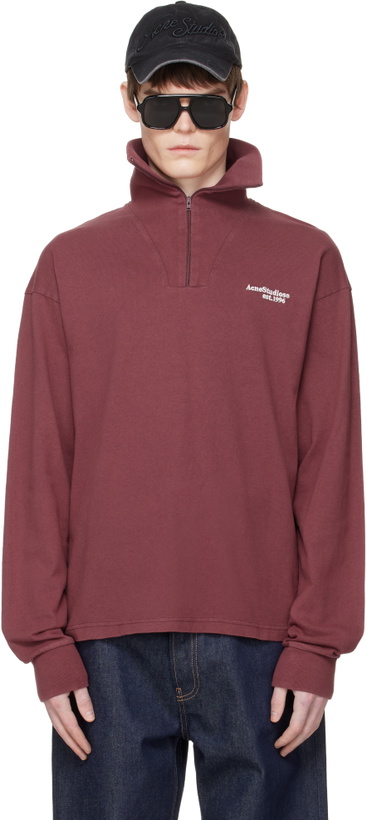 Photo: Acne Studios Red Zip-Up Logo Sweatshirt
