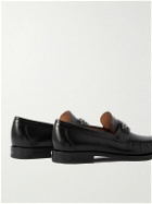 FERRAGAMO - Logo-Embellished Textured-Leather Loafers - Black