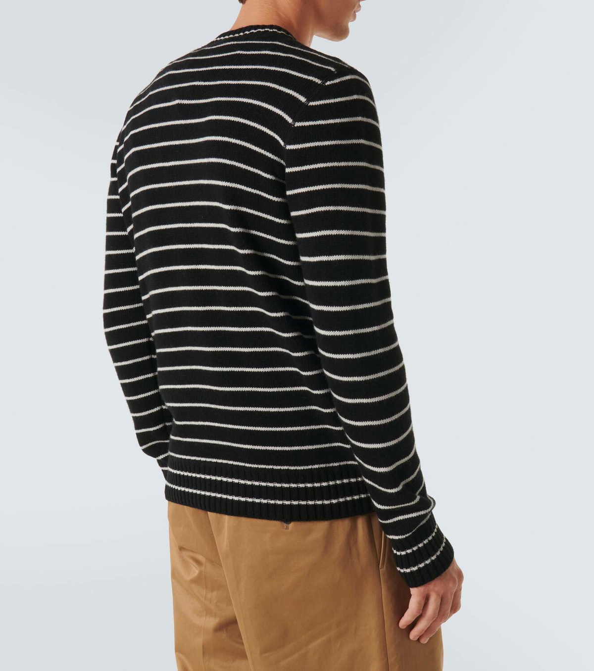 Prada Logo striped wool and cashmere sweater