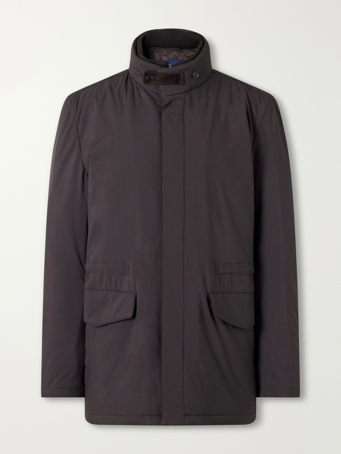 Thom Sweeney - Suede and Rib-Trimmed Padded Shell Coat - Brown