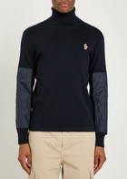 Moncler Grenoble Panelled Roll-neck Wool-blend Jumper Navy
