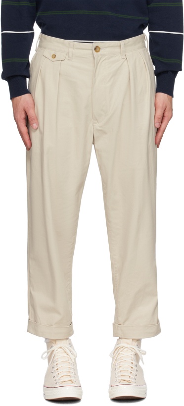 Photo: BEAMS PLUS Taupe Pleated Trousers