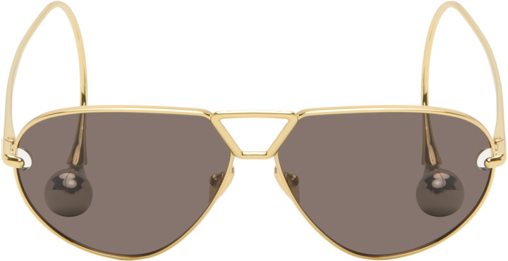 Photo: Bottega Veneta Gold Drop Aviator Sunglasses