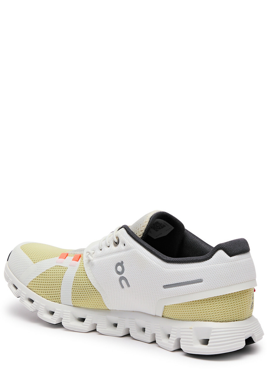 ON Cloud 5 Push Panelled Mesh-knit Sneakers Cream