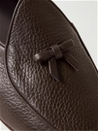 Rubinacci - Marphy Suede-Trimmed Full-Grain Leather Tasselled Loafers - Brown