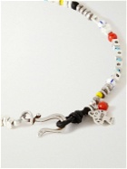Peyote Bird - Safir Silver, Cord, Coral and Glass Beaded Bracelet