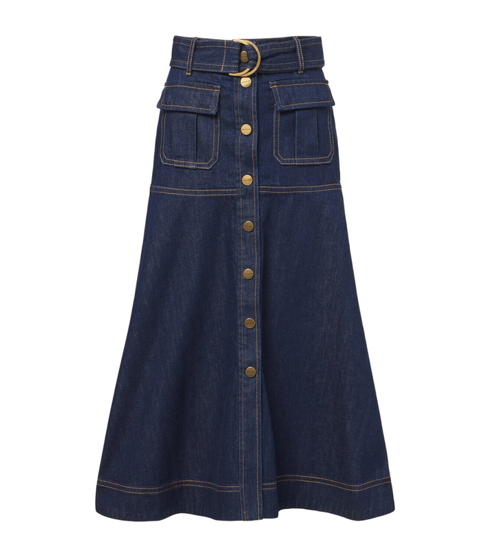 Photo: Zimmermann Belted denim midi skirt