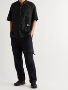 And Wander - Camp-Collar Logo-Print COOLMAX Linen-Blend Shirt - Black