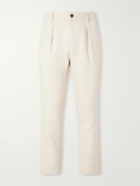 Mr P. - Tapered Pleated Cotton and Cashmere-Blend Trousers - Neutrals
