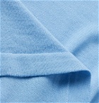 Burberry - Striped Merino Wool Polo Shirt - Blue