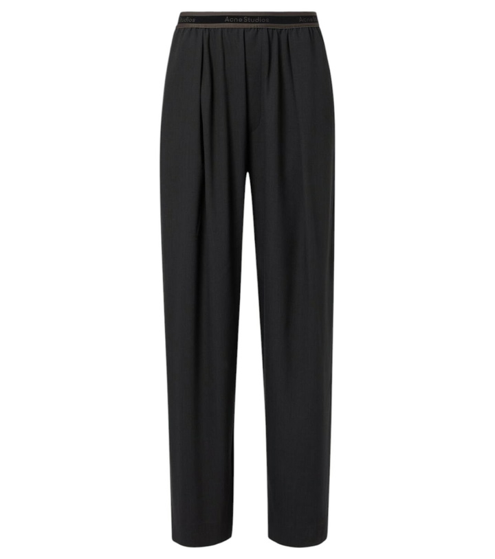 Photo: Acne Studios Logo embroidered wide-leg pants
