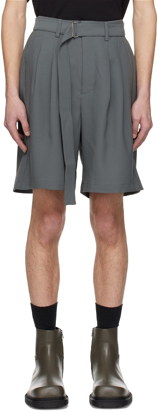 Photo: ATTACHMENT Gray Belted Shorts