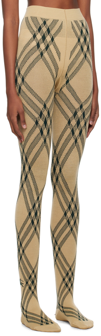 Burberry Beige & Green Check Tights