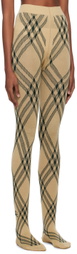 Burberry Beige & Green Check Tights