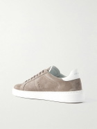 J.M. Weston - On Time Leather-Trimmed Suede Sneakers - Gray