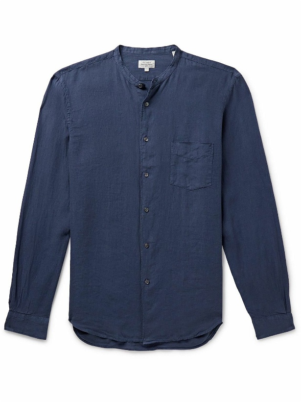 Photo: Hartford - Premium Pat Grandad-Collar Linen Shirt - Blue
