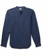 Hartford - Premium Pat Grandad-Collar Linen Shirt - Blue