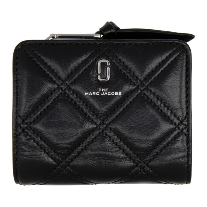 Marc Jacobs Black Mini The Quilted Softshot Compact Wallet Marc Jacobs
