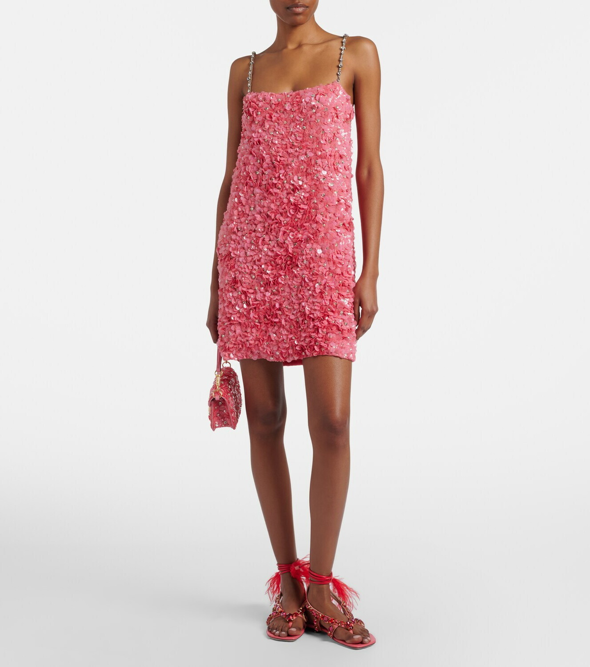Valentino Embellished silk chiffon slip dress