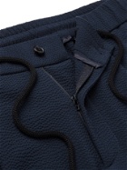 GIORGIO ARMANI - Tapered Stretch-Virgin Wool Seersucker Drawstring Trousers - Blue