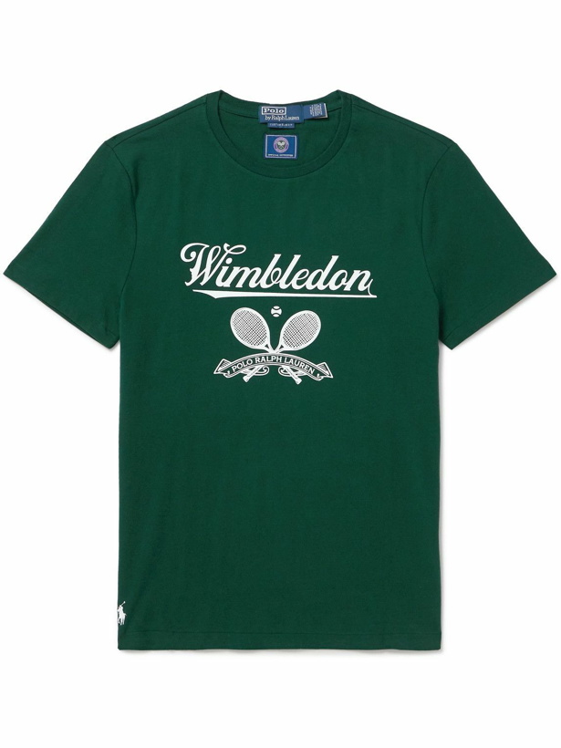 Photo: Polo Ralph Lauren - Wimbledon Logo-Print Recycled Cotton-Blend Jersey T-Shirt - Green