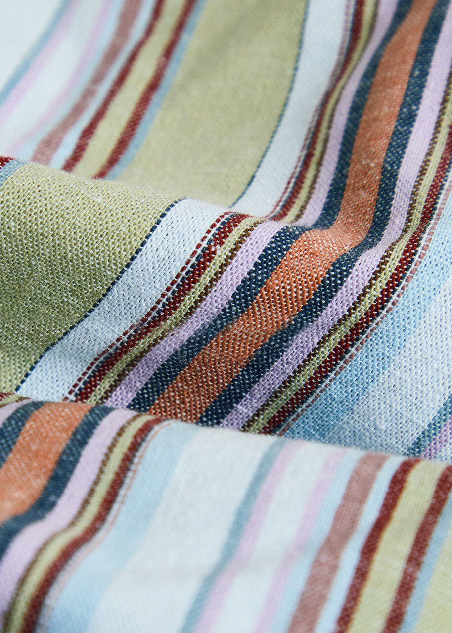 Faithfull The Brand Aurora Striped One-shoulder Cotton and Linen-blend top Blue