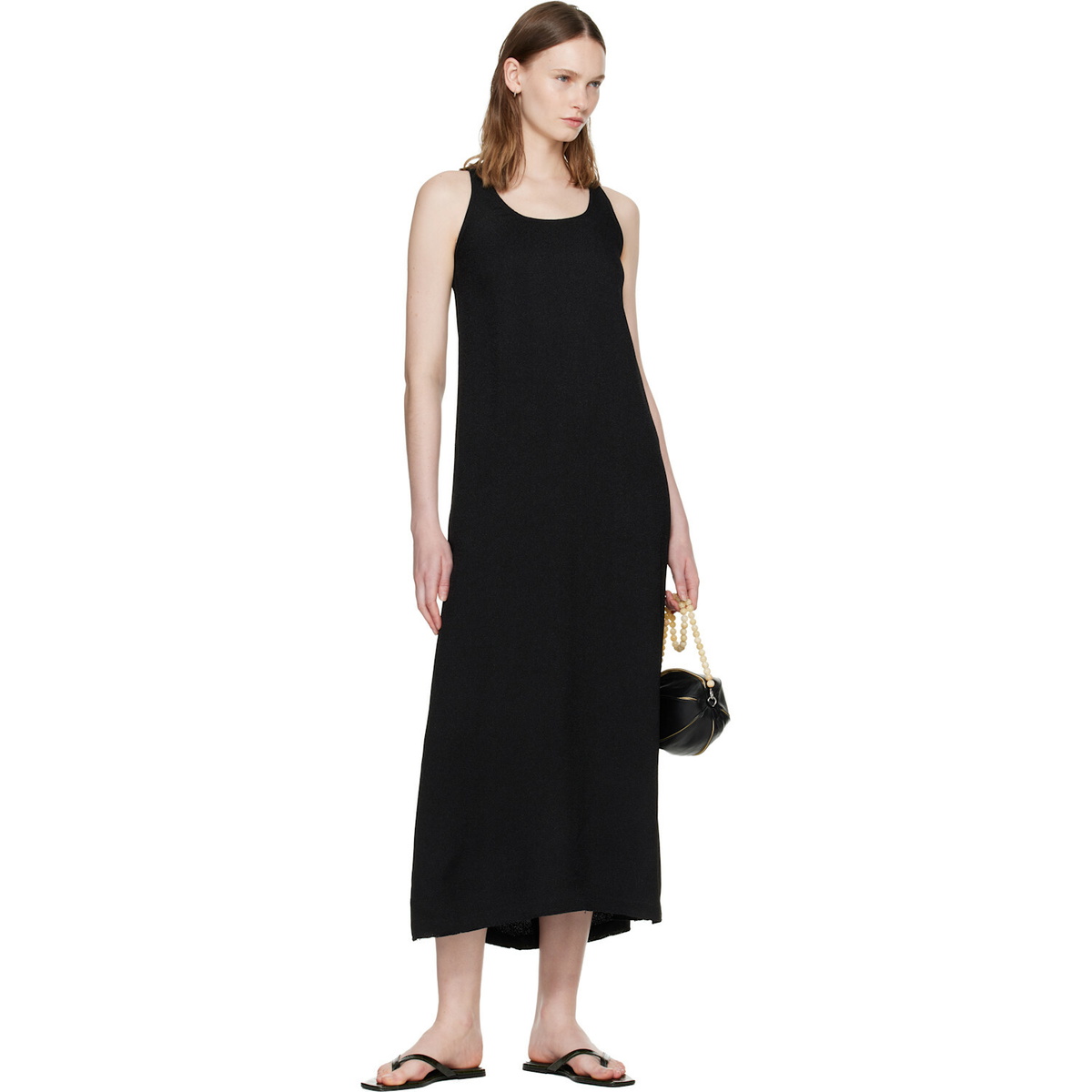 TOTEME Black Scoop-Neck Sablé Maxi Dress