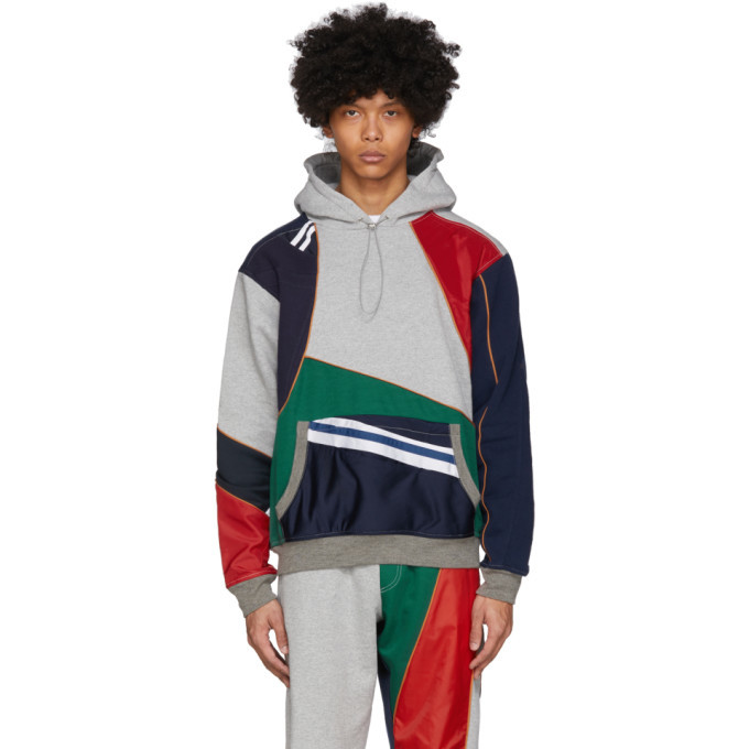 Ahluwalia Grey and Multicolor Patchwork Hoodie Ahluwalia Studio