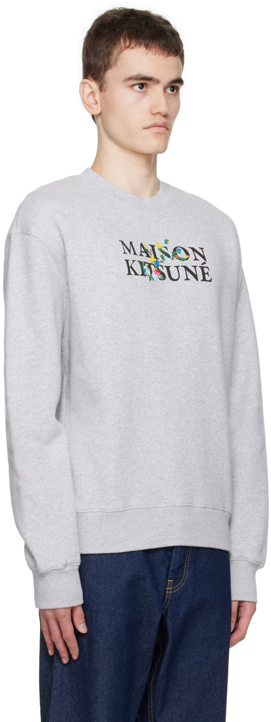 スウェット・トレーナー [MAISON KITSUNE] FLOWER LOGO GREY SWEATSHIRT Maison Kitsuné Gray Flowers Sweatshirt Maison Kitsune