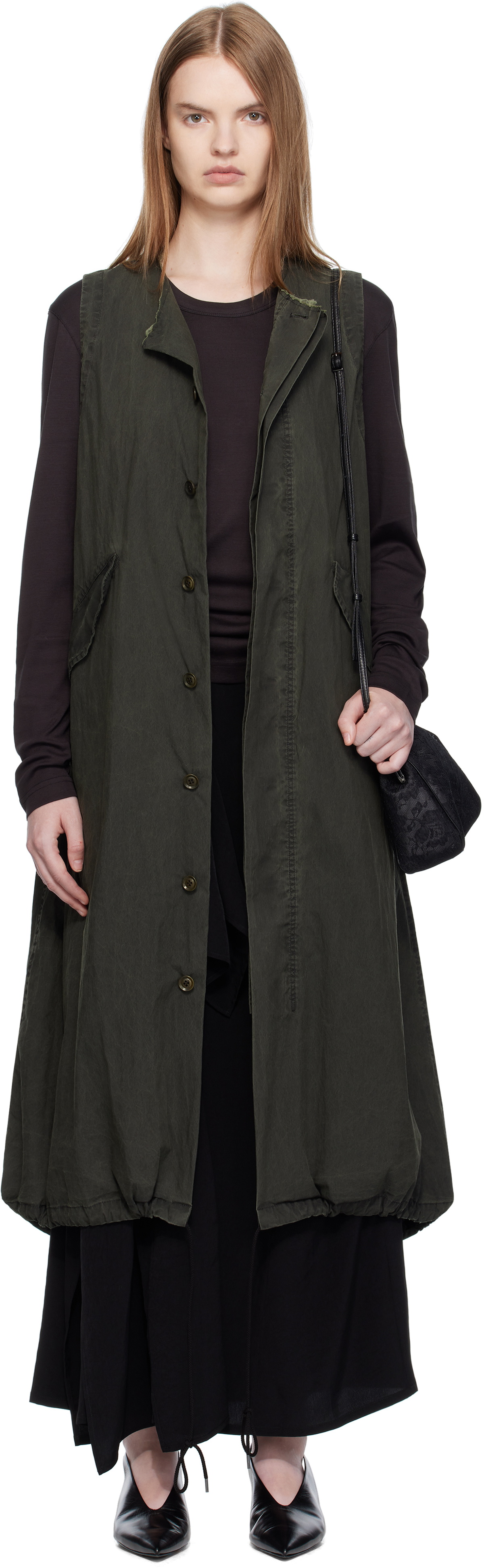 Y's Khaki Fishtail Midi Dress