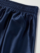 Balenciaga - Wide-Leg Logo-Embroidered Satin-Twill Shorts - Blue