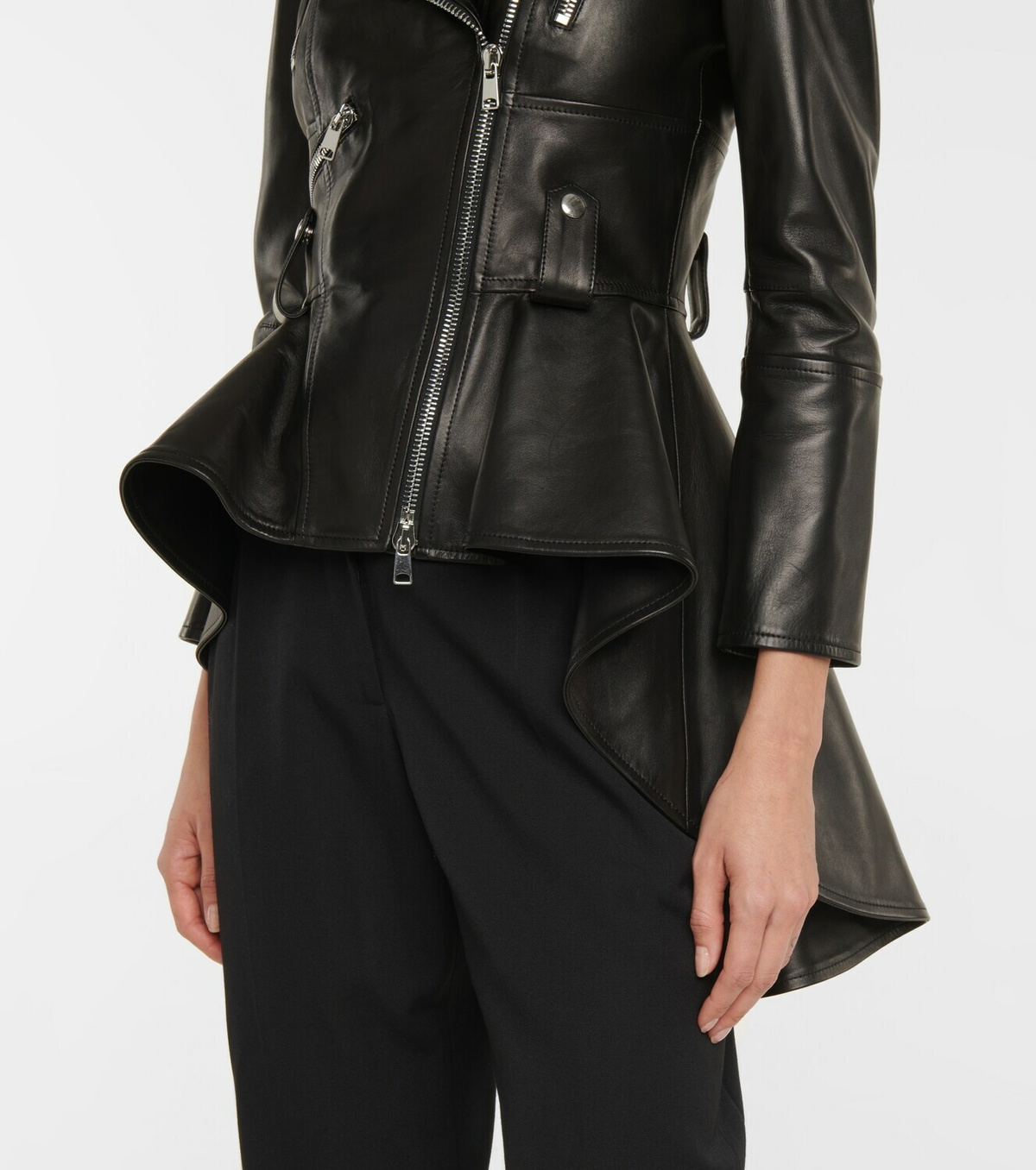 Alexander McQueen Peplum leather biker jacket