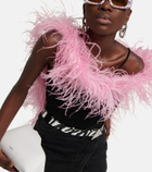 The Attico - Feather-trimmed knitted top