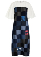 Lovebirds Checked Cotton Midi Dress Blue