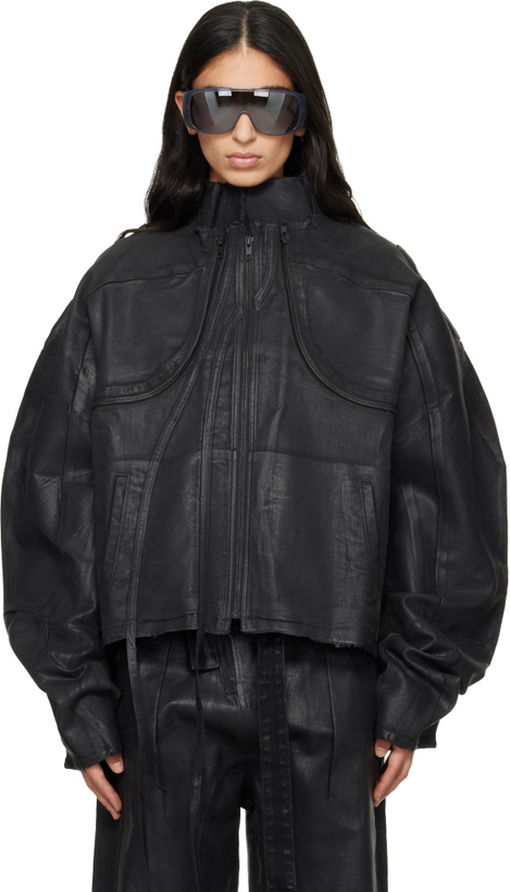 Photo: Ottolinger Black Glazed Denim Zip Jacket