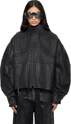 Ottolinger Black Glazed Denim Zip Jacket