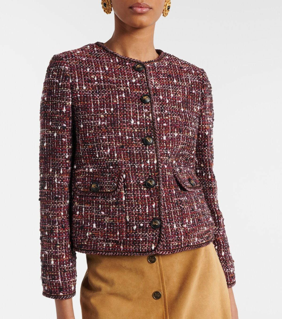 Etro Cropped cotton-blend bouclé jacket