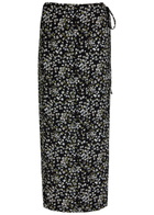 Reformation Opal Floral-print Crepe Midi Wrap Skirt Black