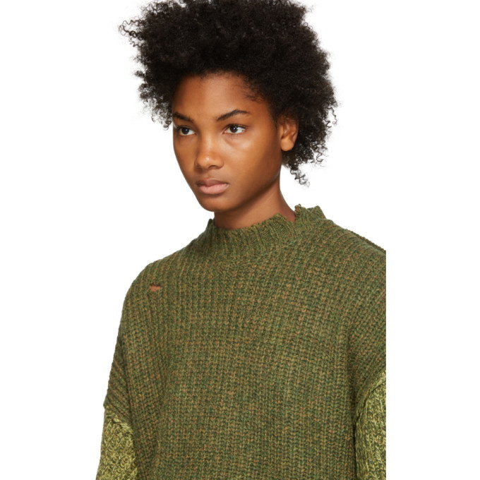 Ambush Green Distressed Nobo Crewneck Sweater