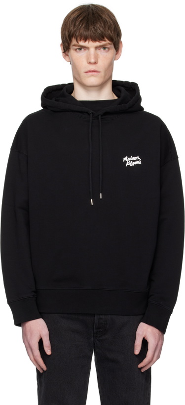 Photo: Maison Kitsuné Black 'Maison Kitsuné' Handwriting Oversize Hoodie