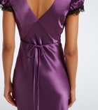 Rodarte Lace-trimmed satin maxi dress
